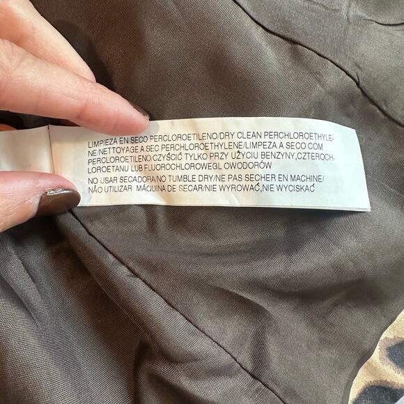 Zara Brown/Black Cheetah Print, Gold Button, Lined, Belted, Trench Coat- M - Picture 5 of 11